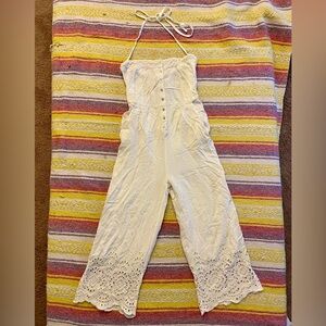 Winston White White Eyelet Halter Jumpsuit from Revolve small